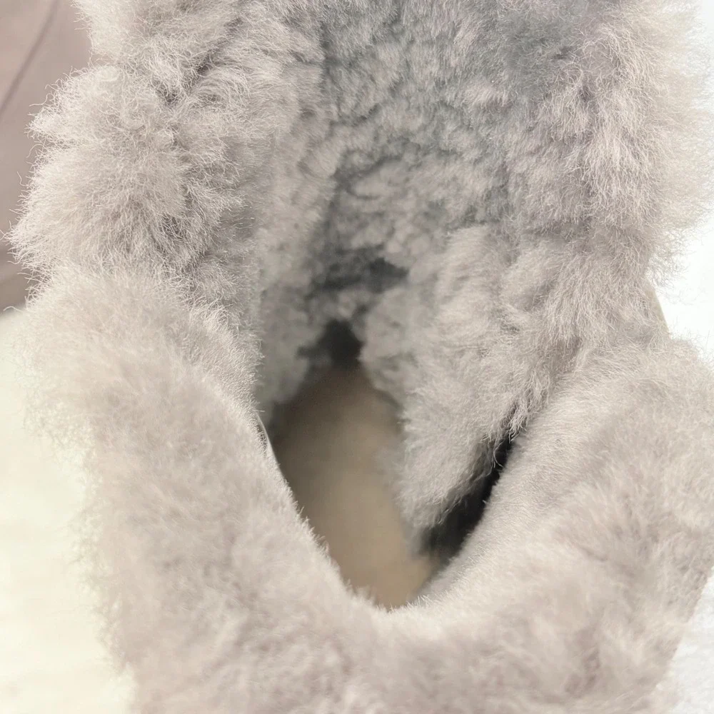 UGG Gita Shearling Boots Women Size 8 Grey Excellent Suede Mid-Calf Warm‎ Winter